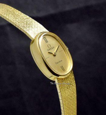 Omega Lady 18K Yellow Gold Oval Gold Dial Manual Wind Cocktail Watch (SOLD) - The Vintage Concept