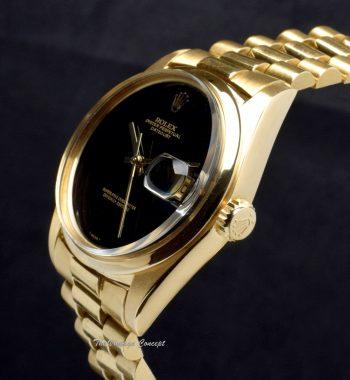 Rolex Datejust 18K Yellow Gold Onyx Dial 1600/8 w/ President Bracelet & Rolex Service Record (SOLD) - The Vintage Concept