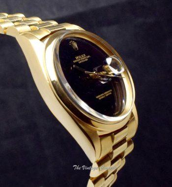 Rolex Datejust 18K Yellow Gold Onyx Dial 1600/8 w/ President Bracelet & Rolex Service Record (SOLD) - The Vintage Concept