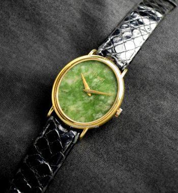 Piaget 18K Yellow Gold Oval Lady Jade Dial Manual Wind Watch