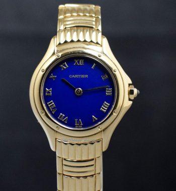 Cartier 18K YG Quartz Cougar 11701 Blue Dial with Roman Indexes Ladies Watch - The Vintage Concept