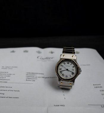 Cartier Two Tone 18K Yellow Gold & Stainless Steel Santos Octagon Automatic 2966 w/ Service Paper - The Vintage Concept