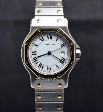 Cartier Two Tone 18K Yellow Gold & Stainless Steel Santos Octagon Automatic 2966 w/ Service Paper - The Vintage Concept