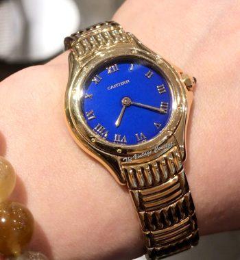 Cartier 18K YG Quartz Cougar 11701 Blue Dial with Roman Indexes Ladies Watch - The Vintage Concept