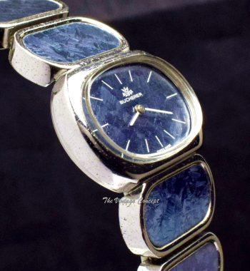 Bucherer Steel Blue Ironstone Manual Wind Fashion Cuff Bangle Bracelet Watch - The Vintage Concept