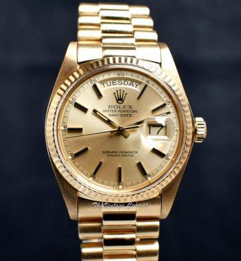 Rolex Day-Date 18K Yellow Gold Champagne Gold Dial 1803 - The Vintage Concept