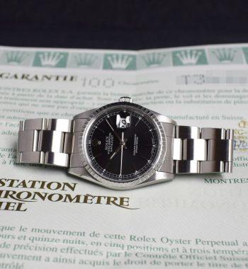 Rolex Steel Datejust Black Dial 16220 w/ Original Paper (SOLD) - The Vintage Concept