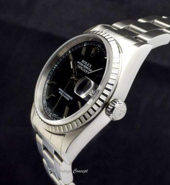 Rolex Steel Datejust Black Dial 16220 w/ Original Paper (SOLD) - The Vintage Concept