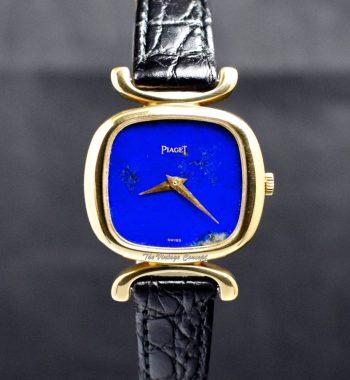 Piaget 18K YG Integral Lugs Lapis Dial 9451D Manual Wind Watch - The Vintage Concept