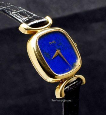 Piaget 18K YG Integral Lugs Lapis Dial 9451D Manual Wind Watch - The Vintage Concept