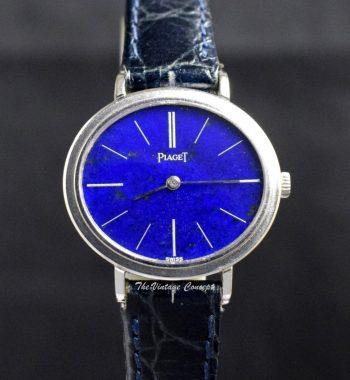 Piaget 18K WG Oval Mini Lapis Dial 9801 Manual Ladies Watch - The Vintage Concept