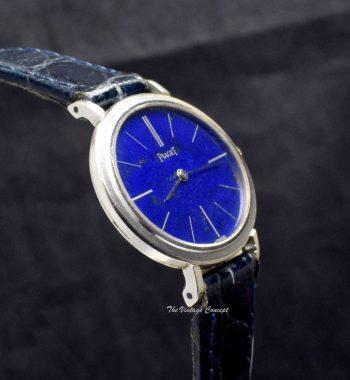 Piaget 18K WG Oval Mini Lapis Dial 9801 Manual Ladies Watch - The Vintage Concept