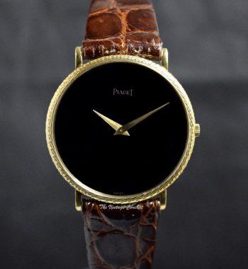 Piaget 18K Yellow Gold Black Dial Manual Wind 9036 (SOLD) - The Vintage Concept