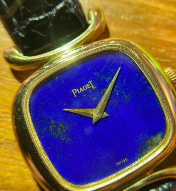 Piaget 18K YG Integral Lugs Lapis Dial 9451D Manual Wind Watch - The Vintage Concept