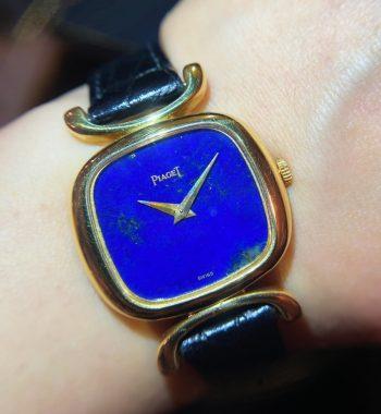 Piaget 18K YG Integral Lugs Lapis Dial 9451D Manual Wind Watch - The Vintage Concept