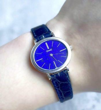 Piaget 18K WG Oval Mini Lapis Dial 9801 Manual Ladies Watch - The Vintage Concept