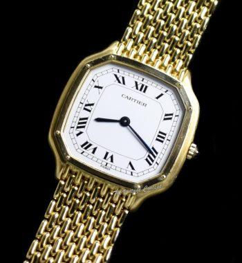 Cartier 18K Yellow Gold Trianon Ultra Thin Paris Dial Large Size 96055 w/ Bracelet