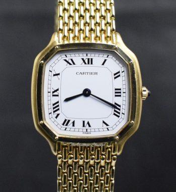 Cartier 18K Yellow Gold Trianon Ultra Thin Paris Dial Large Size 96055 w/ Bracelet - The Vintage Concept