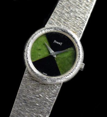 Piaget 18K White Gold Onyx & Jadeite Stone Dial Manual Wind 9040A6