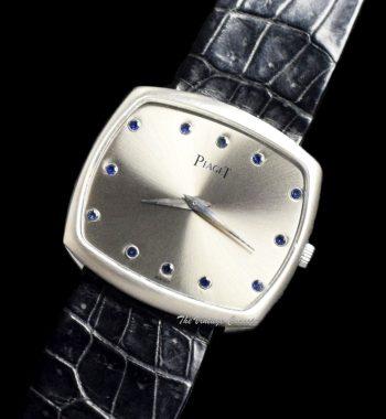 Piaget 18K White Gold Cushion Rectangular Blue Sapphire Indexes 9731 Manual Wind