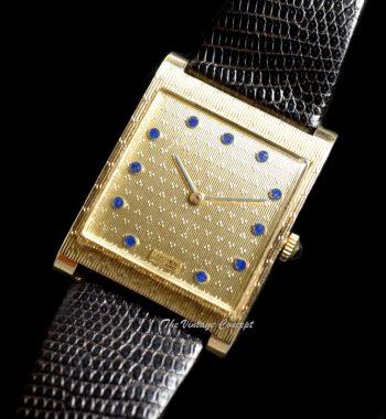 Lucien Piccard Large 14K Yellow Gold Square Lapis Indexes Manual Wind