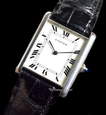 Rare Cartier 18K White Gold Jumbo Tank Paris Dial Automatic 17002 (Box Set) (SOLD) - The Vintage Concept