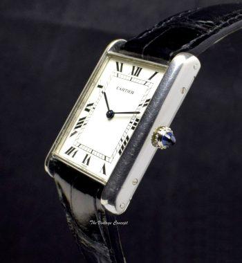 Rare Cartier 18K White Gold Jumbo Tank Paris Dial Automatic 17002 (Box Set) (SOLD) - The Vintage Concept