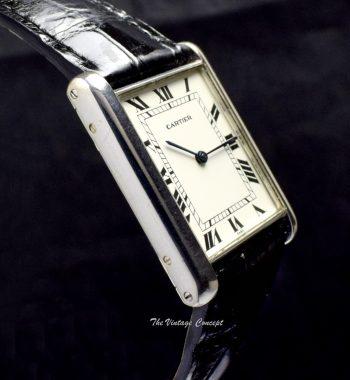 Rare Cartier 18K White Gold Jumbo Tank Paris Dial Automatic 17002 (Box Set) (SOLD) - The Vintage Concept