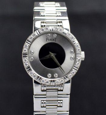 Piaget 23mm 18K White Gold Dancer Silver and Black Dial Diamond 90564 w/ Original Paper - The Vintage Concept