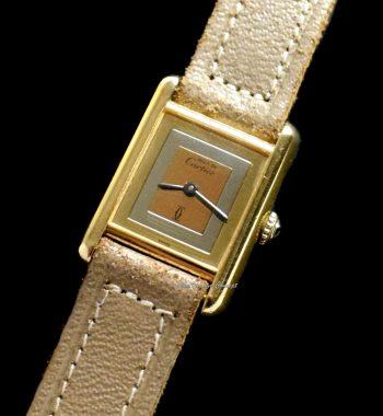 Must De Cartier Gold Plated Tank Tri-Color Dial Manual Wind w/ Original Guarantee