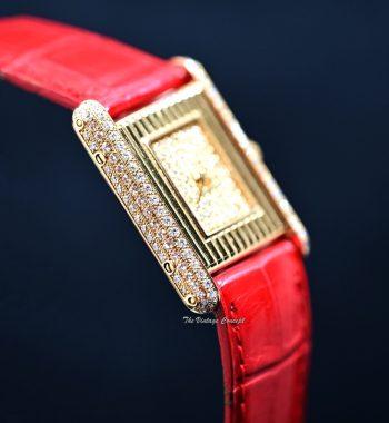 Vintage Cartier 18K Yellow Gold Tank Louis Pave Diamond Dial Quartz w/ Service Paper - The Vintage Concept