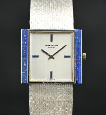 Patek Philippe Gondolo 18K White Gold Silver Dial Lapis Bezel 3578/1 Manual Wind - The Vintage Concept