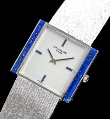 Patek Philippe Gondolo 18K White Gold Silver Dial Lapis Bezel 3578/1 Manual Wind