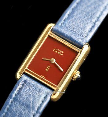 Cartier Gold Plated Tank Burgundy Dial (SOLD) - The Vintage Concept