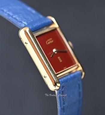 Cartier Gold Plated Tank Burgundy Dial (SOLD) - The Vintage Concept