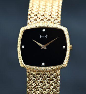 Piaget 18K Yellow Gold Onyx Stone Dial Diamond Indexes Manual Wind 9731D2 - The Vintage Concept