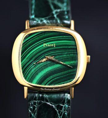 Piaget 18K Yellow Gold Cushion Malachite Stone Dial Manual Wind 9453 - The Vintage Concept