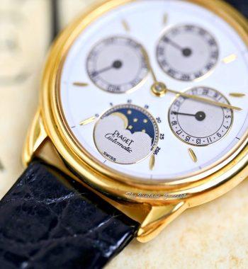 Piaget 18K Yellow Gold Gouverneur Triple Date Calendar Moon Phases Automatic Ref: 15958 - The Vintage Concept