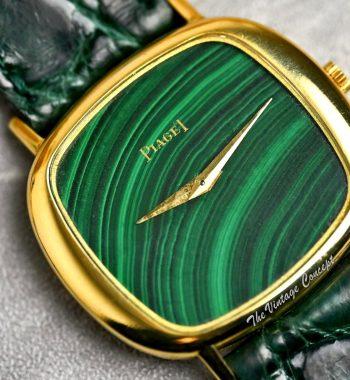 Piaget 18K Yellow Gold Cushion Malachite Stone Dial Manual Wind 9453 - The Vintage Concept