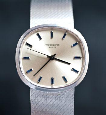 Patek Philippe 18K White Gold Ellipse w/Blue Sapphire Indexes 3586 (SOLD) - The Vintage Concept