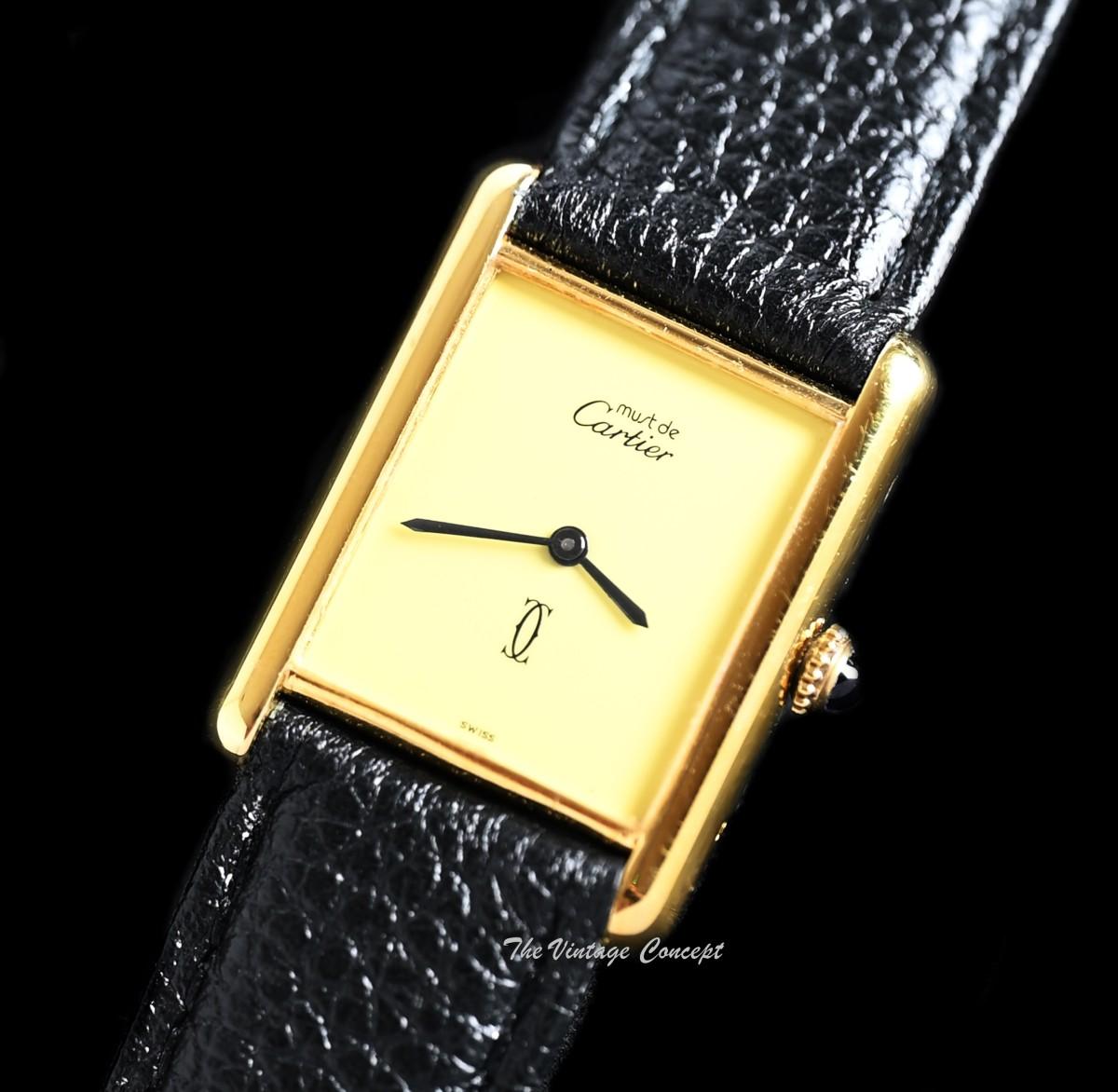 Must De Cartier Vermeil Gold Plated Silver Creamy Dial Manual Wind