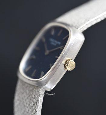 Patek Philippe 18K White Gold Blue Dial Lady Ellipse 4107 Manual Wind Bracelet Watch - The Vintage Concept