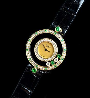 Chopard 18K Yellow Gold Happy Diamonds Emerald Quartz 4097