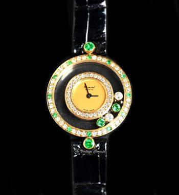 Chopard 18K Yellow Gold Happy Diamonds Emerald Quartz 4097 - The Vintage Concept