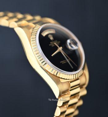 Rolex Day-Date 18K Yellow Gold Onyx Dial 18238 w/ Box, Booklet and Red Leather Pocket - The Vintage Concept