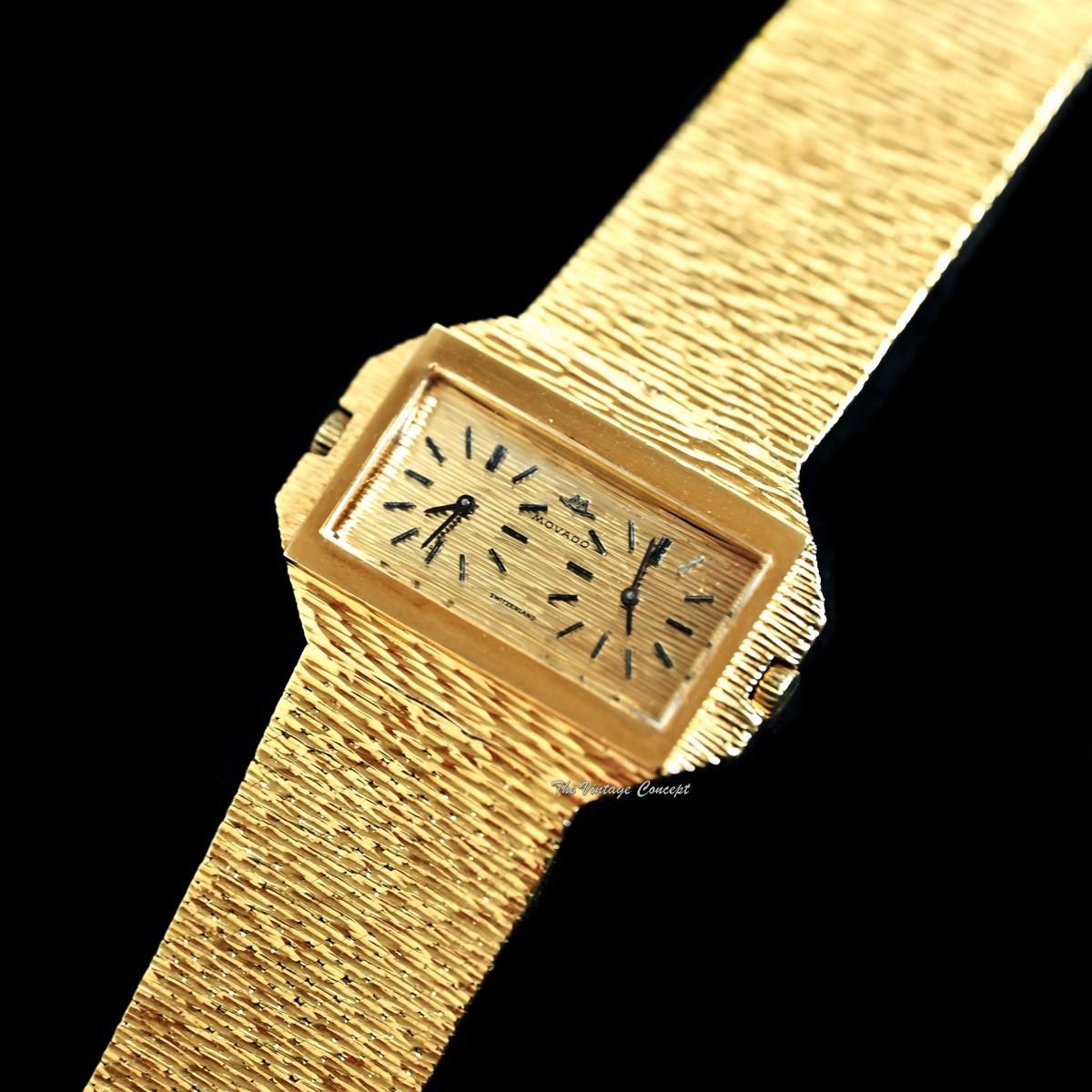 Vintage Movado 18K YG Dual Time Manual Wind w/ Integrated Bracelet from 1960’s  (SOLD)