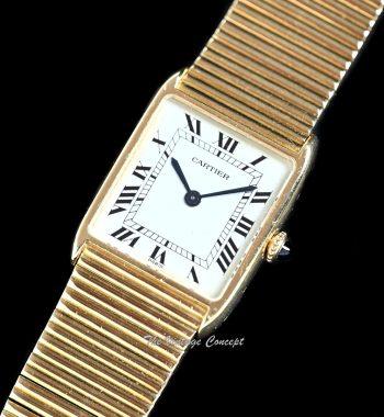 Cartier 18K Yellow Gold Tank Arrondie Paris 96041 w/750 Integrated Bracelet