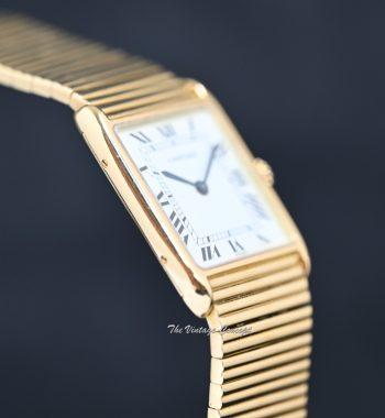 Cartier 18K Yellow Gold Tank Arrondie Paris 96041 w/750 Integrated Bracelet - The Vintage Concept