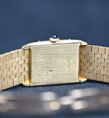 Cartier 18K Yellow Gold Tank Arrondie Paris 96041 w/750 Integrated Bracelet - The Vintage Concept