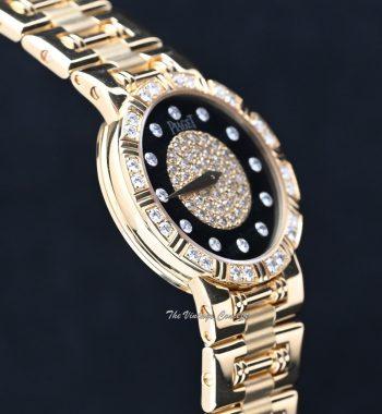 Piaget 18K Yellow Gold Dancer Quartz Onyx Diamond Indexes 80564 with Service Paper - The Vintage Concept